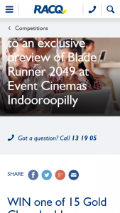 RACQ – Win Dps To Gold Class Screening Of Blade Runner @indooroopilly Cinemas Closes @9am