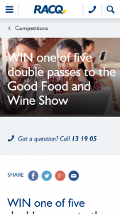 RACQ – Win One of Five Double Passes to Brisbane Good Food & Wine Show (prize valued at $70)