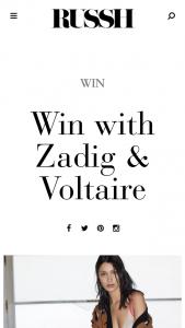 RUSSH – Win A $2000 Zadig Voltaire Wardrobe (prize valued at $2,000)