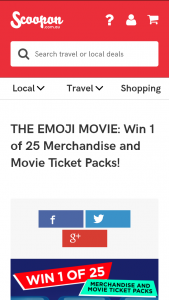 Scoopon – Win 1 Of 25 Merchandise And Movie Ticket Packs For The Emoji Movie  (prize valued at $185.00.)