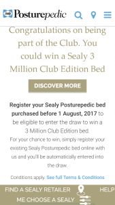 Sealy – Win A 3 Million Club Edition Bed