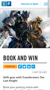 Secure Parking – Win A Home Cinema Package Or One Of Fifty Transformers The Last Knight Blurays (prize valued at $1,699)