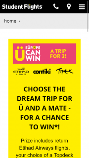 Student Flights – Win a Trip to Europe (prize valued at $10,838)