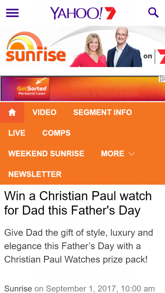 Channel 7 – Sunrise Family – Win A Christian Paul Watch For Dad This Father’s Day