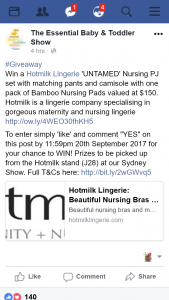 The Essential Baby – Toddler Show – Win A Nursing Pj Set  Nursing Pads Must Collect From Sydney Show (prize valued at $150)