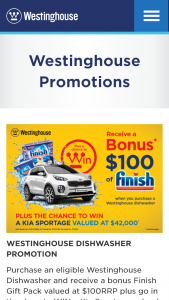 Westinghouse – Win A Kia Sportage Valued At $42000 (prize valued at $127.50)