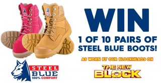 Nine Network – The Block Steel Blue – Win 1 of 10 pairs of boots (5 male & 5 female) valued at $220 each