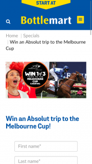 Bottlemart-SipNSave/Absolut – Win a Trip to Melbourne Cup” (prize valued at $1,540)