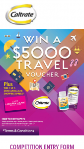 Caltrate – Win a $5000 Travel Voucher Plus 1 of 5 Lorna Jane (prize valued at $7,500)