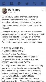 DB Publicity – Win 1/10 Double Passes to Three Summers