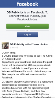 DB Publicity – Win One of Five Double Passes to The Killing of a Sacred Deer