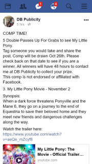 DB Publicity – Win One of Five My Little Pony The Movie Double Passes