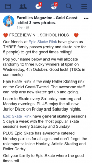 Families magazine Gold Coast – Win One of Three Family Passes to Epic Skate Rink