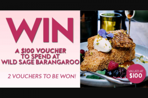 Fashion Weekly – Win a $100 Voucher to Enjoy at Wild Sage Barangaroo In Sydney (prize valued at $200)