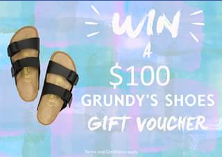Grundy’s Shoes – Win a $100 Grundy’s Shoes Gift Voucher (prize valued at $100)