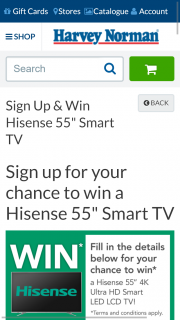 Harvey Norman – Win Hisense 55″ 4k ultra hd led lcd smart tv Giveaway (prize valued at $1,395)