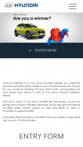 Hyundai – Win 1 of 3 Hyundai Kona Suvs a Hawaiian Trip Or 8184 Other Prizes of Sunglasses Eftpos Cards Or A-League Double Passes (prize valued at $27,000)