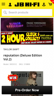 JB HiFi Preorder Taylor Swift’s Reputation & – Win 1 of 4 Signed Copies