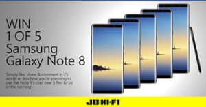JB HiFi – Win 1 of 5 Samsung Galaxy Note 8 Handsets