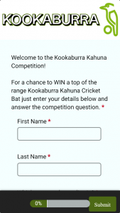 Kookabura Cricket – Win a Top of The Range Kookaburra Kahuna Cricket Bat Just Enter Your Details Below and Answer The Competition Question