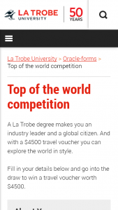 La Trobe University – Win a $4500 Sta Travel Voucher (prize valued at $4,500)