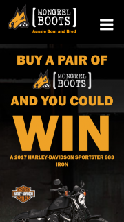 Mongrel Boots – Win a Harley Davidson Sportster (prize valued at $15,495)