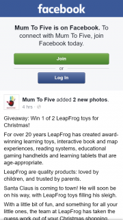 Mum to Five – Win 1 of 2 Leapfrog Toys for Christmas