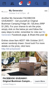 My Generator – Win The Prize (prize valued at $1,295)