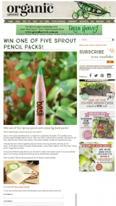 Organic Gardener – Win One of Five Sprout Pencil and Colouring Book Packs (prize valued at $29.9)