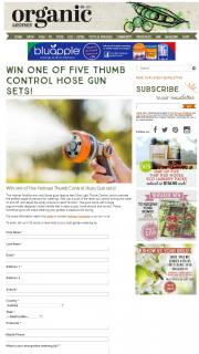 Organic Gardener – Win One of Five Thumb Control Hose Gun Sets (prize valued at $35.6)