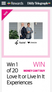 Plusrewards NSW – Win 1 of 20 Love It Or Live In It Experiences