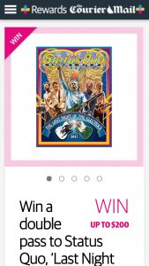Plusrewards – Win a Double Pass to Status Quo (prize valued at $5,000)