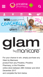 Priceline-Glam by Manicare – Win The Ultimate Glamping Experience at Coachella for Two (prize valued at $19,800)