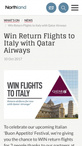 Qatar Airways – ‘win Flights to Italy’ Competition (prize valued at $4,000)