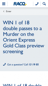 RACQ – Win 1 of 18 Double Passes to a Murder on The Orient Express Gold Class Preview Screening