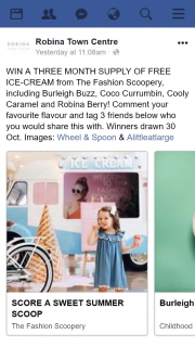 Robina Town Centre – Win a Three Month Supply of Free Ice-Cream From The Fashion Scoopery