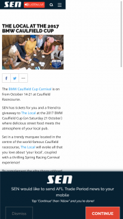 SEN 1116 – Win 2 Tickets to The Local Marquee at The 2017 Bmw Caulfield Cup (prize valued at $325)