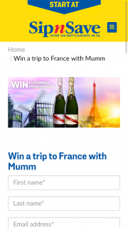 Sip’n’Save-Bottlemart/Mumm Champagne – ‘win a Trip to France’ Competition (prize valued at $18,000)