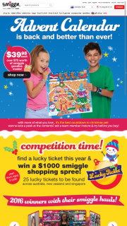 Smiggle – Win a Smiggle gift card valued at AUD $1,000 (prize valued at $1,000)
