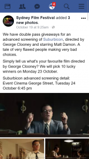 Sydney Film Festival – Win Suburbicon Preview Double Passes Sydney