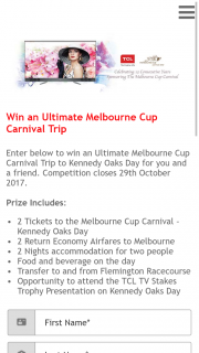 TCL – Win a Trip to Melbourne to The Melbourne Cup Carnival (prize valued at $4,600)