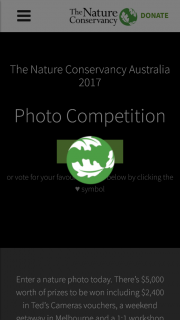 The Nature Conservancy Submit Wildlife photo & – Win a Weekend Getaway Various Prizes (prize valued at $5,000)