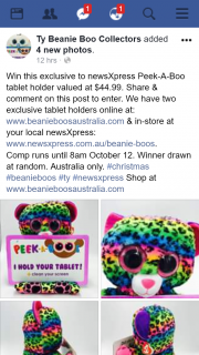Ty beanie boo collectors – Win this Exclusive to Newsxpress Peek-A-Boo Tablet Holder Valued at $44.99. (prize valued at $44.99)