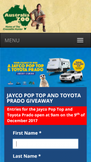 Australia Zoo – Win a Jayco Pop Top and Toyota Prado (prize valued at $53,755)