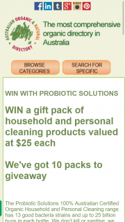 Australian Organic Directory – Win 1 of 10 Gift Packs of Household and Personal Care Cleaning Products Valued at $250 From Probiotic Solutions (prize valued at $250)