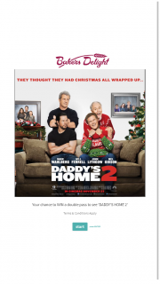 Baker’s Delight – Win Tickets to See ‘daddy’s Home 2’. (prize valued at $400)