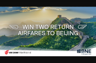 Brisbane Airport – Win Two Return Economy Flights to Beijing (prize valued at $4,010)