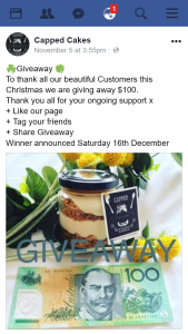 Capped Cakes giving away $100. – Competition (prize valued at $100)
