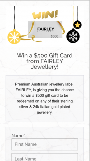Fairley jewellery – Win a $500 Gift Card From Fairley Jewellery