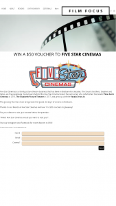 Film Focus – Win a $50 Voucher to Five Star Cinemas (prize valued at $500)